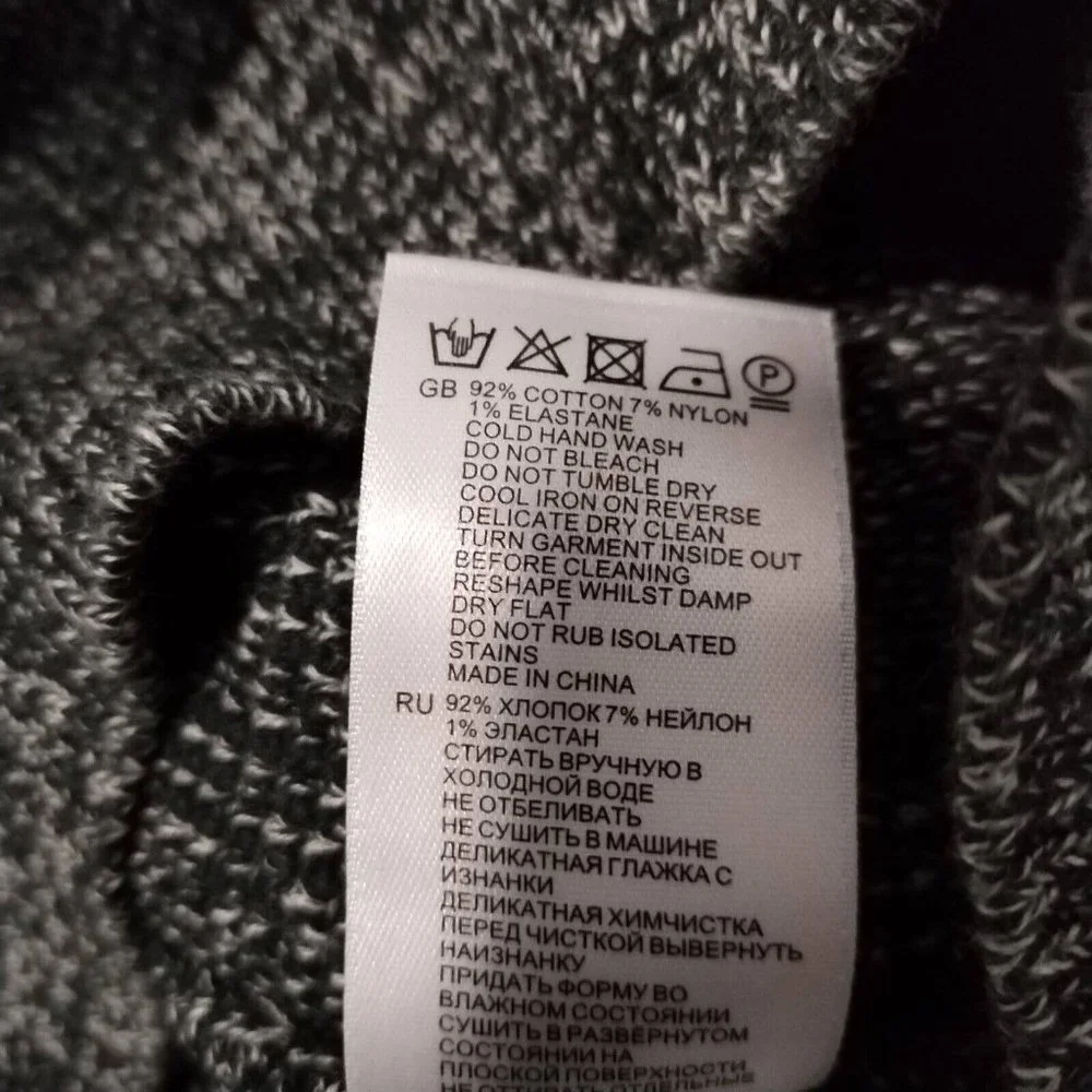 Reiss Jumper Mens XS Tiger Grey Chunky Tight Knit Contrasting Trim Crew Heavy - Picture 4 of 13